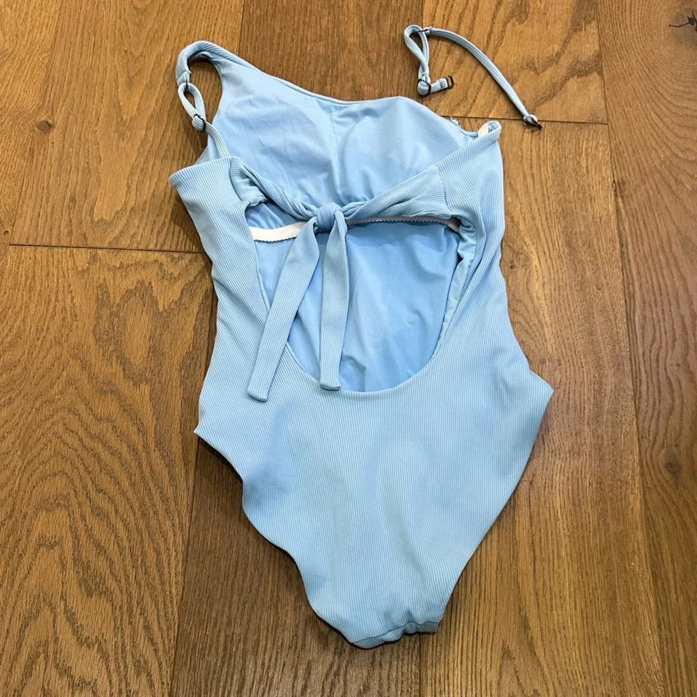 Becca Women's Blue Fine Line Lined Adeline One-Piece